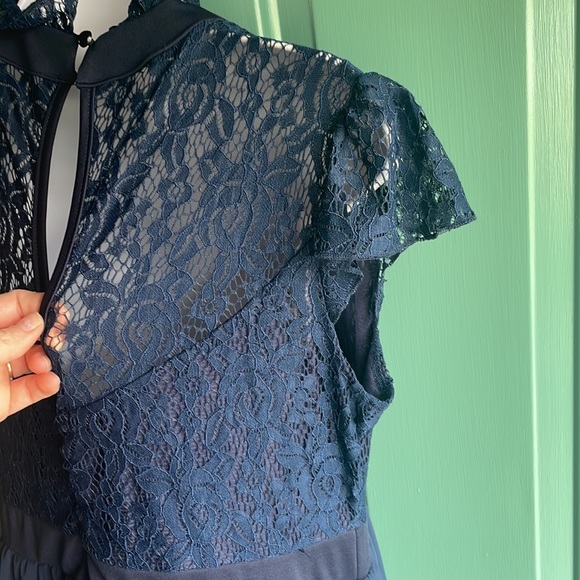 Navy Lace Chiffon Style Maxi dress size XL - Picture 8 of 10